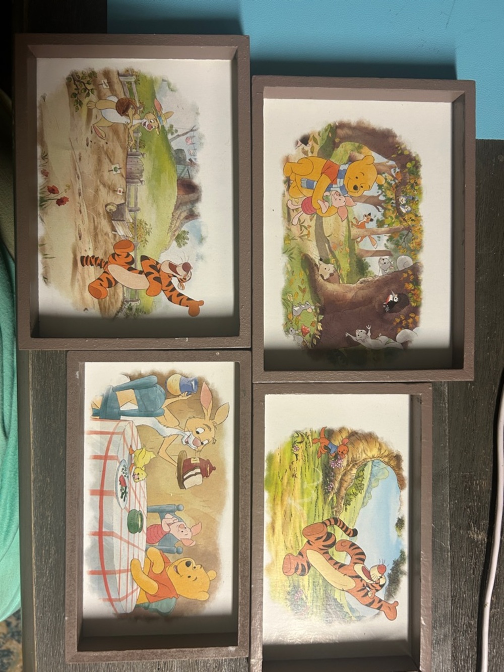 Winnie the Pooh & Friends Framed Art Set - Tigger, Pooh, Piglet wooden